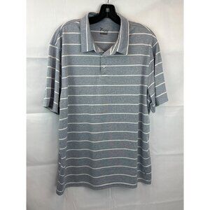 Old Navy Active Go-Dry Striped Polo Shirt XL Gray White Short Sleeve Golf Shirt
